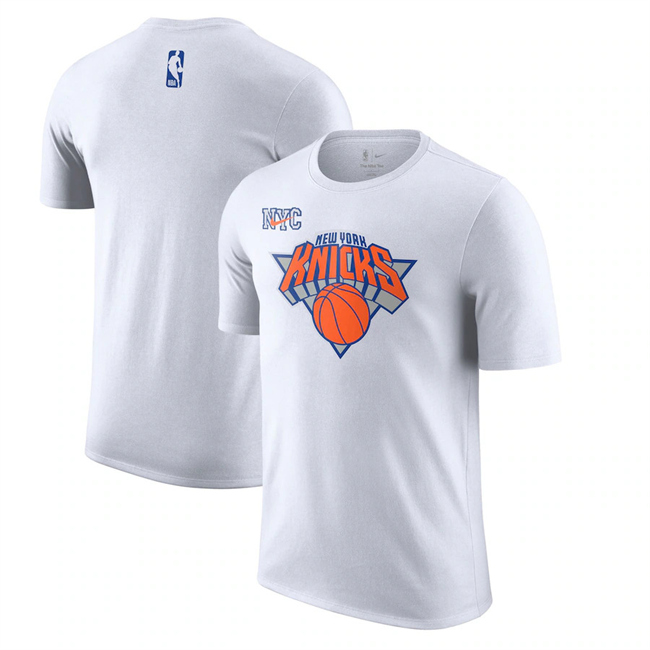 Men's New York Knicks White 2024/25 City Edition Essential Logo T-Shirt